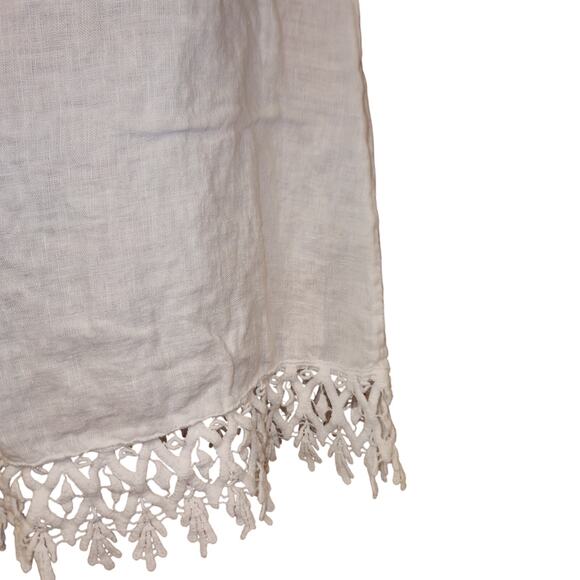 Valentina Naldi 100% Linen White Sleevless Top With Eyelet Trim Sz M Tank - Picture 2 of 5